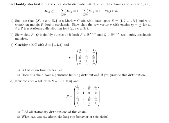 A Doubly Stochastic Matrix Is A Stochastic Matrix M 3716