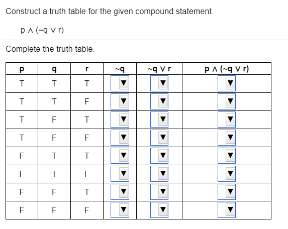 Solved Construct a truth table for the given compound | Chegg.com