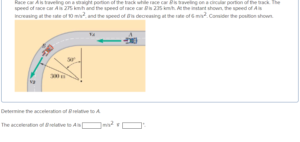 Solved Race Car A Is Traveling On A Straight Portion Of The | Chegg.com