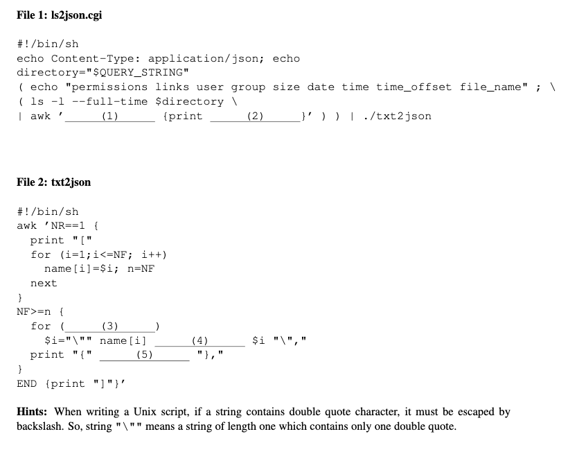 Problem 5. (20 points): Complete the CGI script (by | Chegg.com