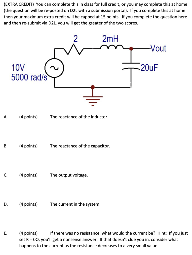 Solved (EXTRA CREDIT) You Can Complete This In Class For | Chegg.com