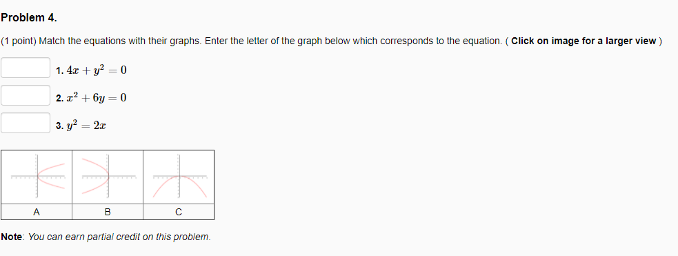 Solved Problem 4. (1 point) Match the equations with their | Chegg.com