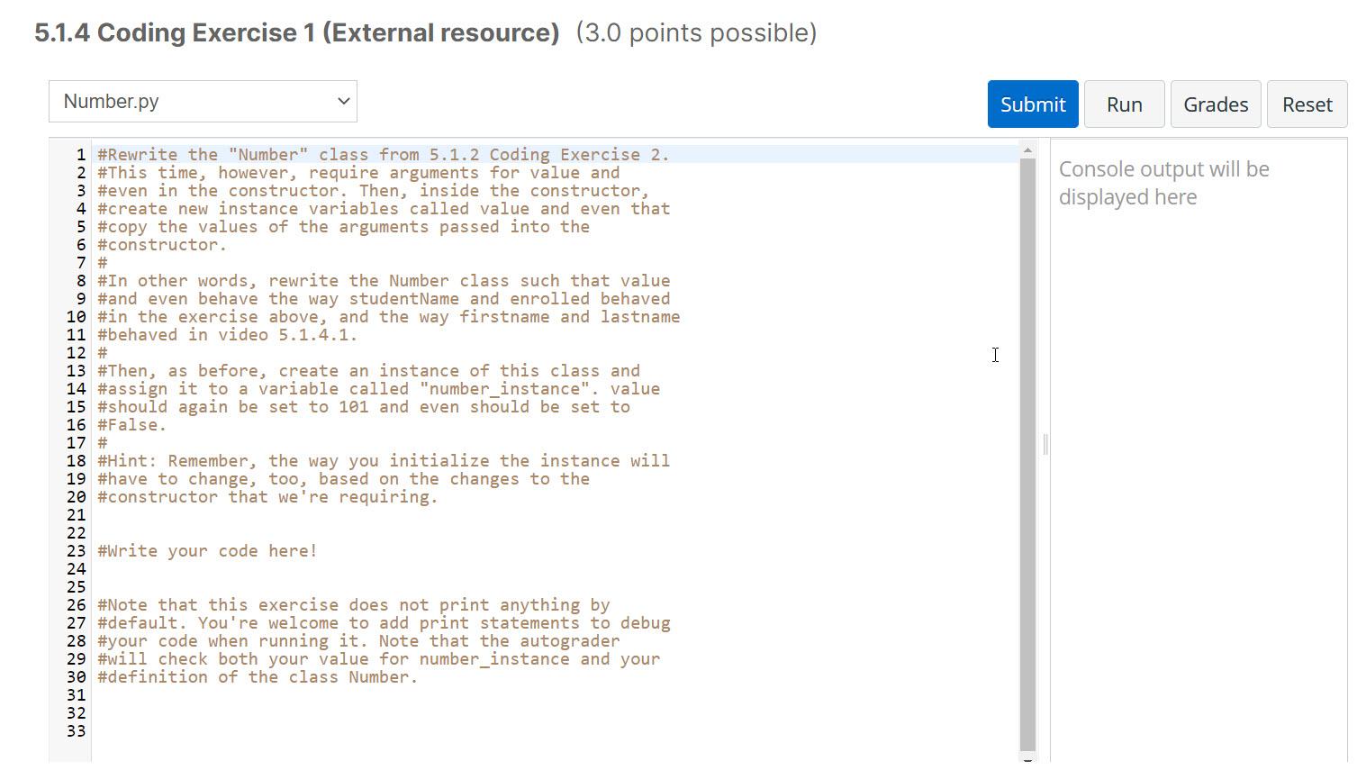 Solved 5.1.4 Coding Exercise 1 (External resource) (3.0 | Chegg.com