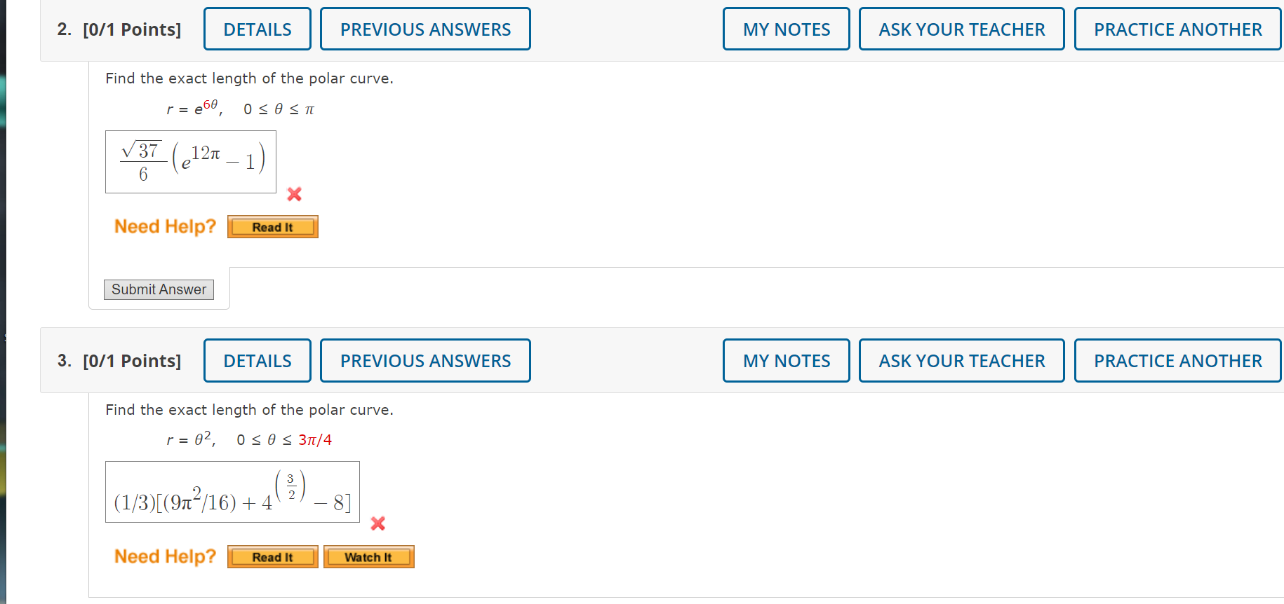 Solved 2. Find the exact length of the polar curve. r = | Chegg.com