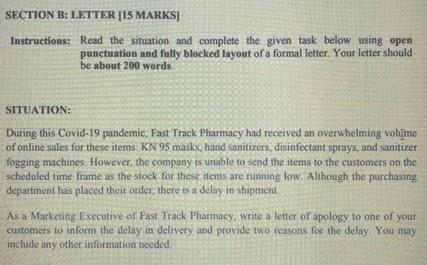 Solved SECTION B: LETTER [15 MARKS Instructions: Read The | Chegg.com