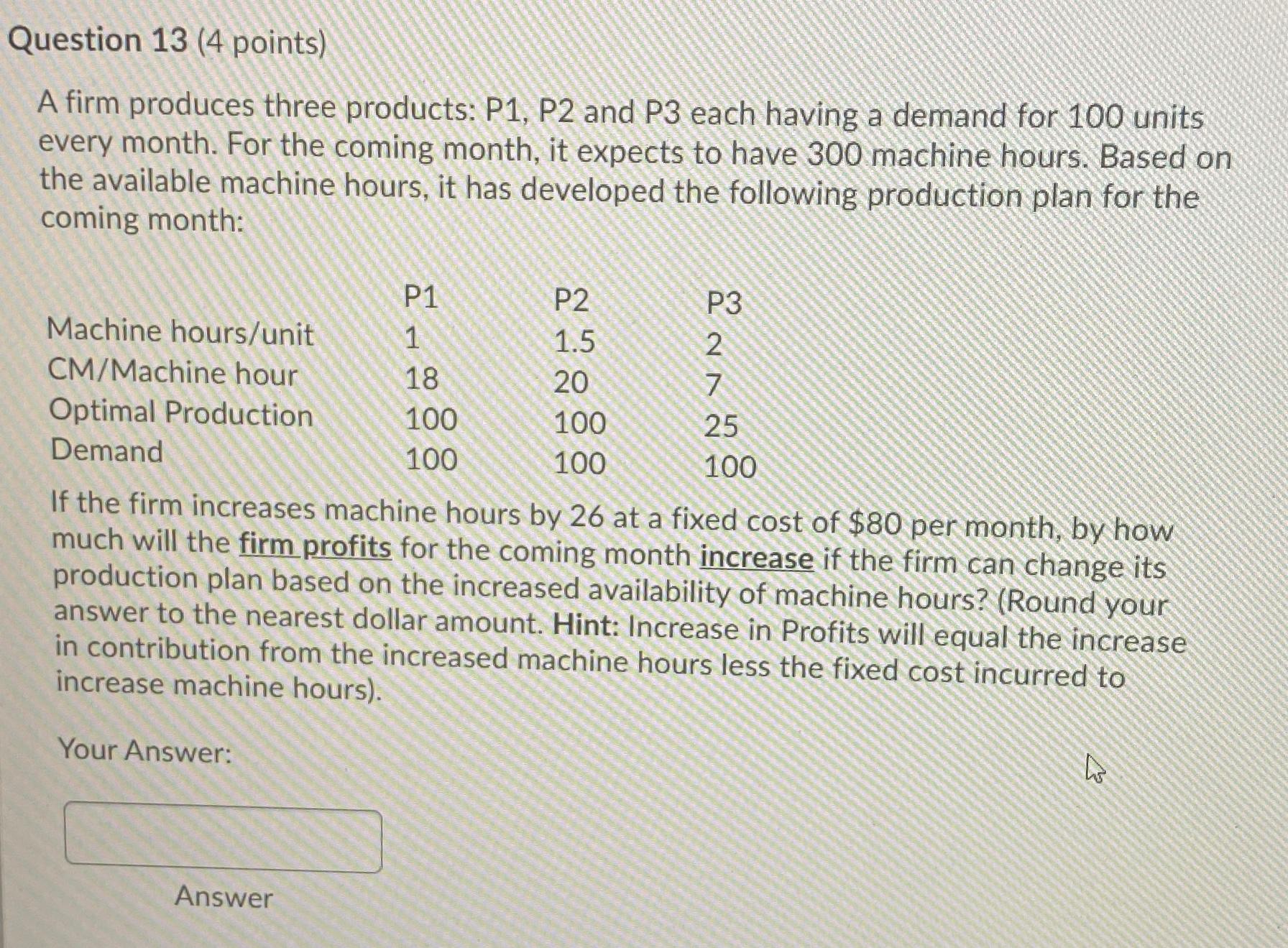 Solved Question 12 (4 points) Following are total costs and | Chegg.com