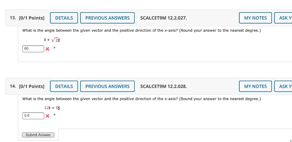 What is the angle between the given vector and the positive direction of the \( x \)-axis? (Round your answer to the nearest 