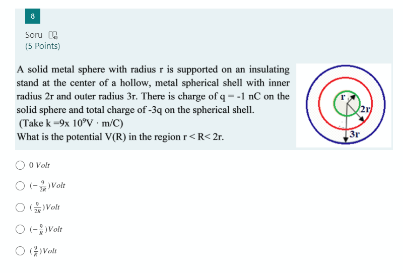 Solved 8 Soru um (5 Points) A solid metal sphere with radius
