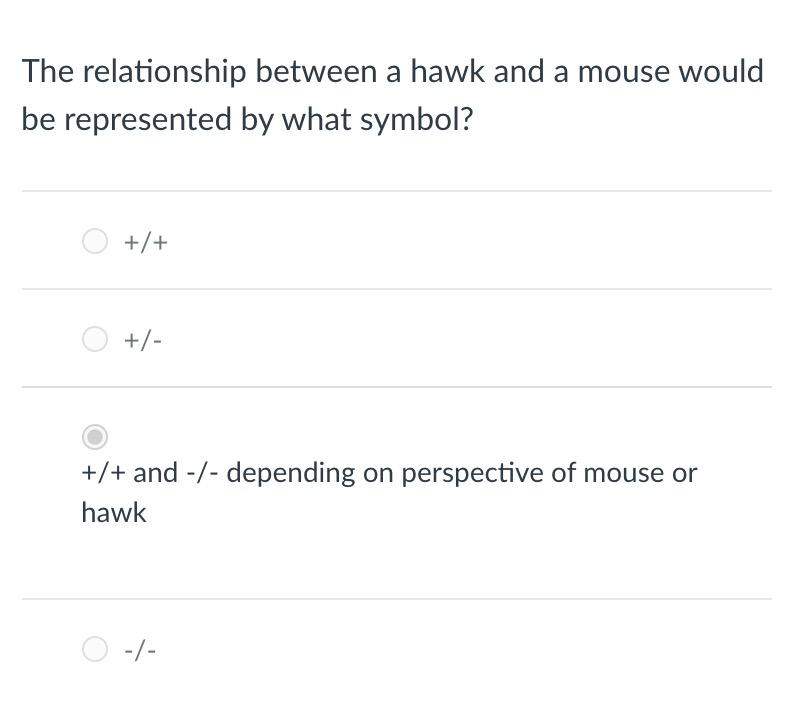 Solved The relationship between a hawk and a mouse would be 