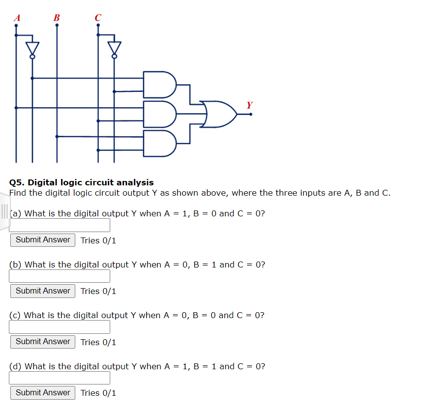 Solved B C 거 Q5. Digital Logic Circuit Analysis Find The | Chegg.com