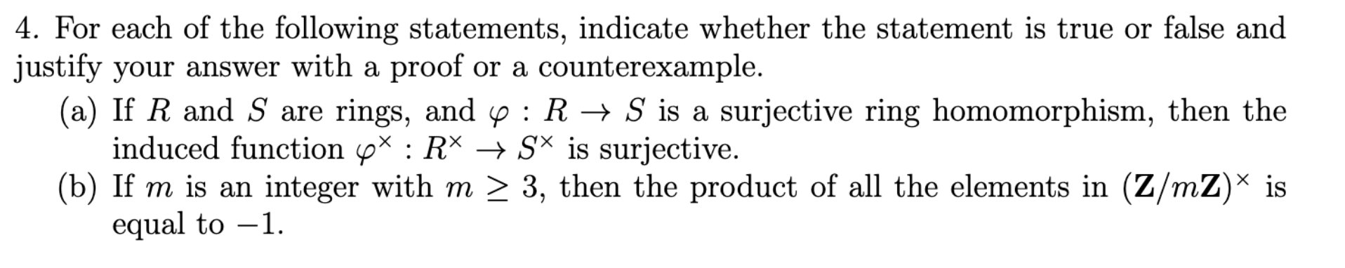 Solved 4. For Each Of The Following Statements, Indicate | Chegg.com