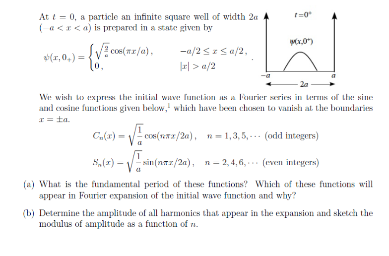 Solved At t=0, a particle an infinite square well of width 2 | Chegg.com