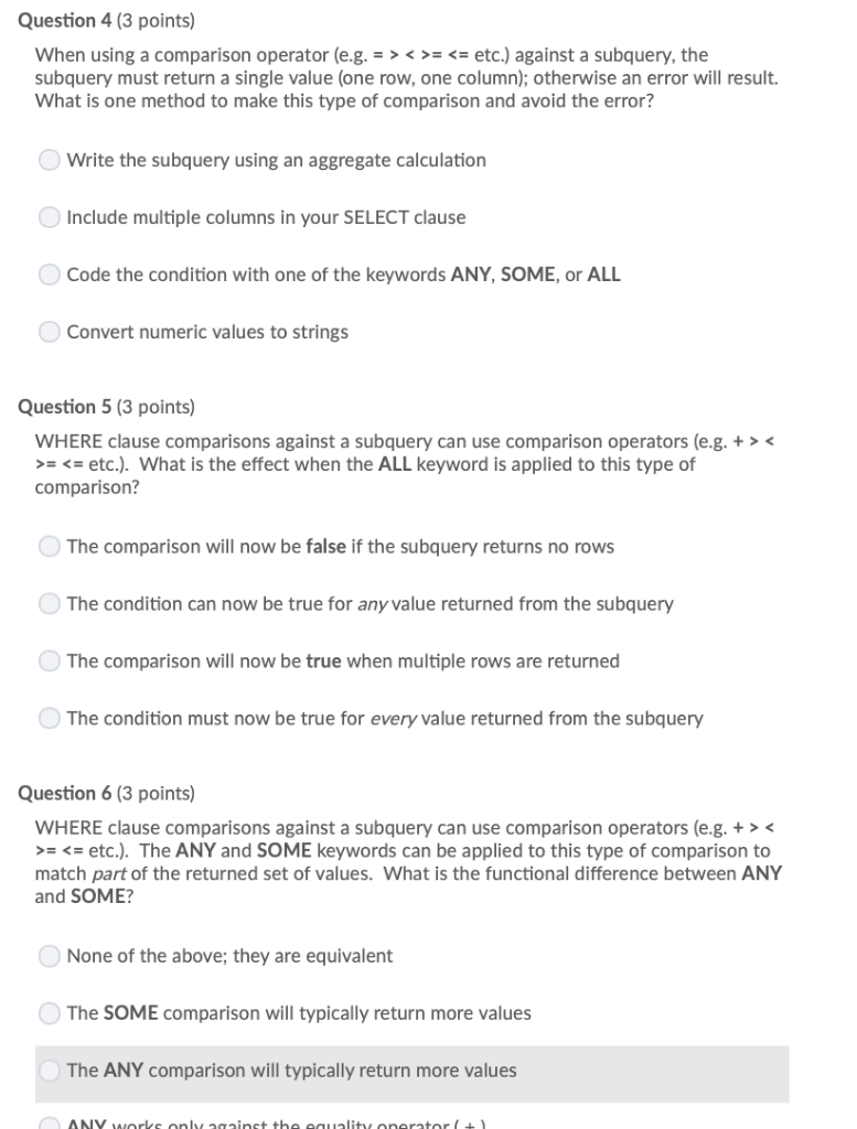 Solved Question 1 3 points The following are all valid Chegg