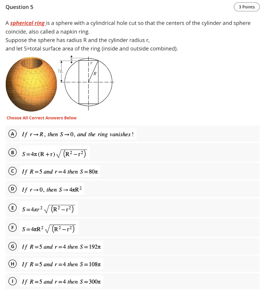 Solved A spherical ring is a sphere with a cylindrical hole | Chegg.com