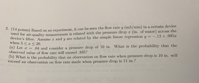 Solved ent, it can be seen the flow rate y (m3/min) in a | Chegg.com