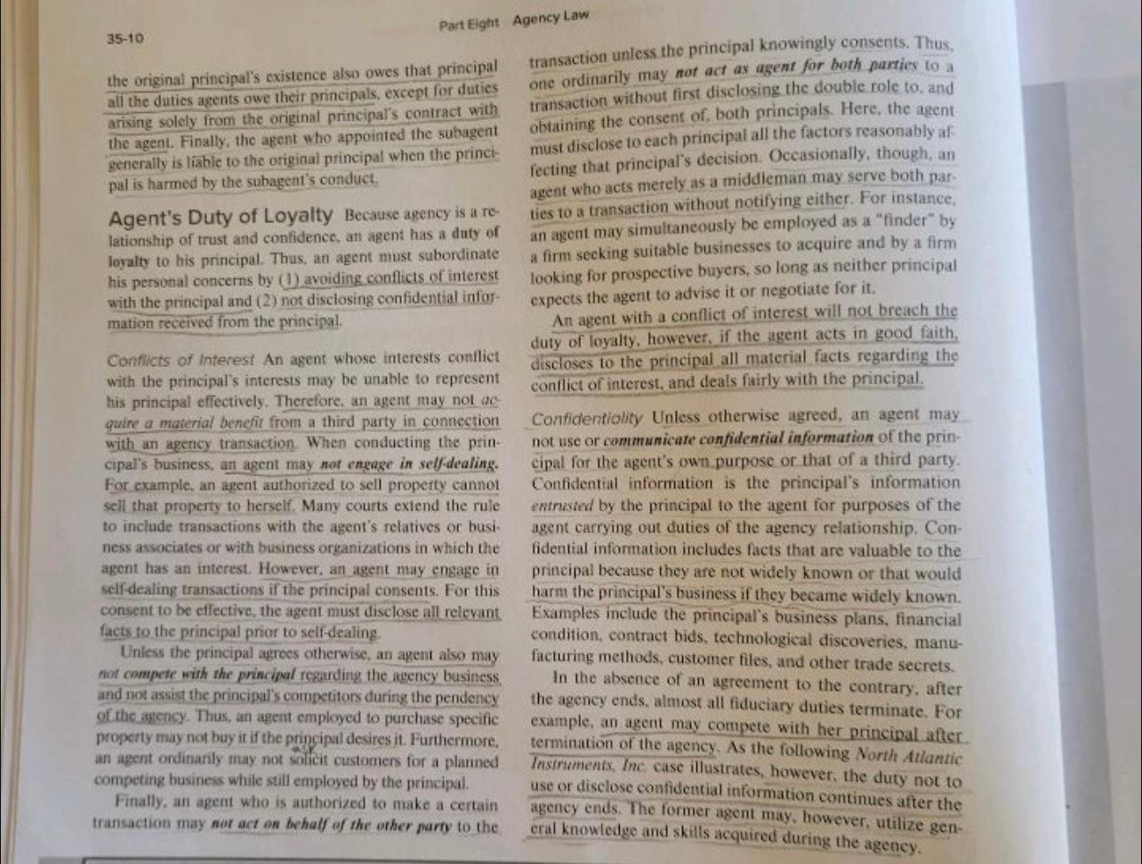 Solved Part Eight Agency Law 35-10 the original principal's | Chegg.com