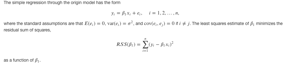 Solved The simple regression through the origin model has | Chegg.com