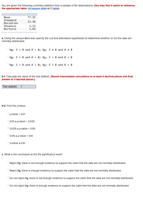 Solved You are given the following summary statistics from a | Chegg.com