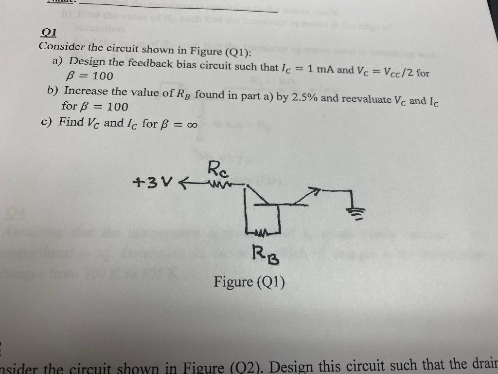 Solved 01 Consider The Circuit Shown In Figure (Q1): A) | Chegg.com