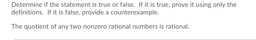 Solved Determine if the statement is true or false. If it is | Chegg.com