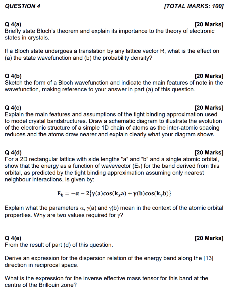 Solved QUESTION 4 [TOTAL MARKS: 100] Q 4(a) [20 Marks] | Chegg.com