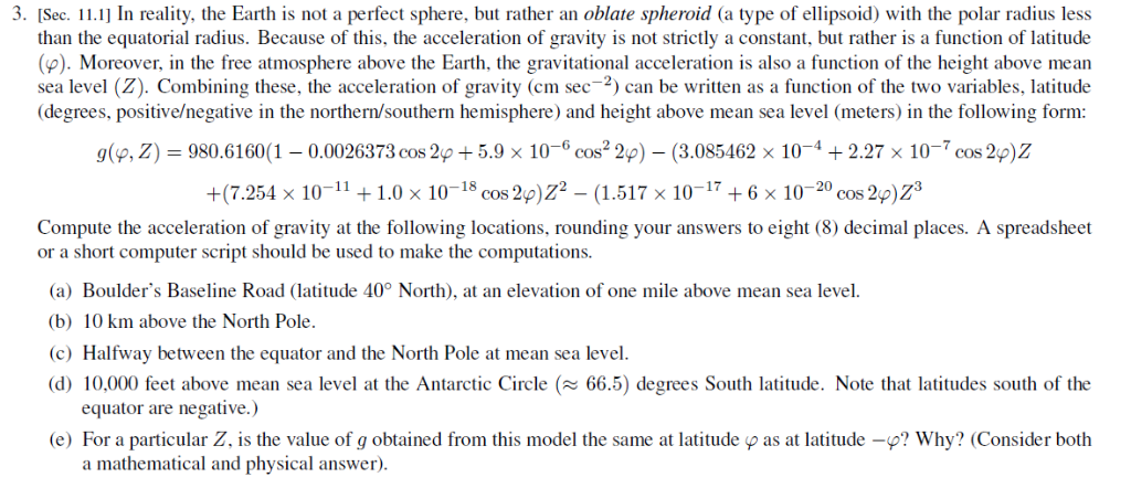 Solved . Sec. 11.1] In reality, the Earth is not a perfect | Chegg.com