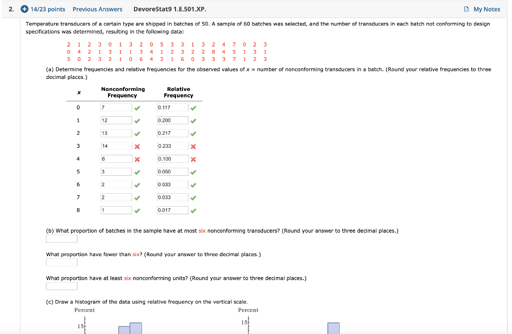 Solved 2. + 14/23 points Previous Answers DevoreStat9 | Chegg.com