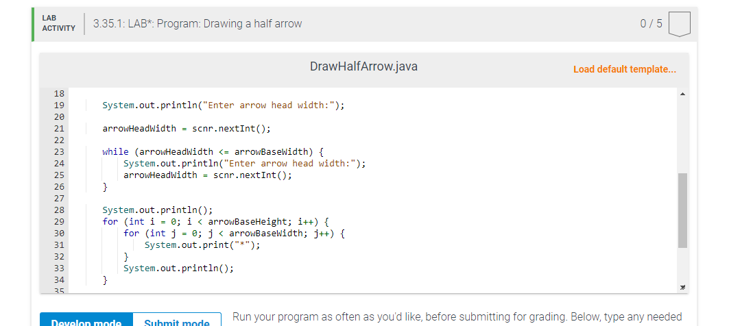 Solved This program outputs a downwards facing arrow | Chegg.com