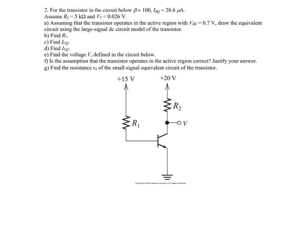 Solved 2. For The Transistor In The Circuit Below B= 100, | Chegg.com