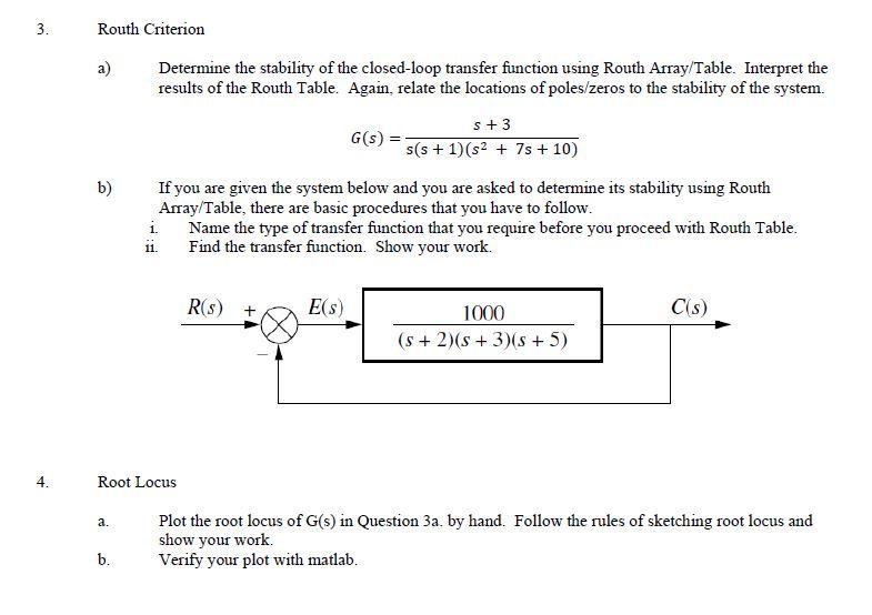 Solved 3 Using Routh Stability Criteria Check Whether The Chegg Com