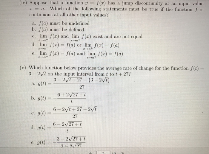 Solved (iv) Suppose that a function y () has a jump | Chegg.com
