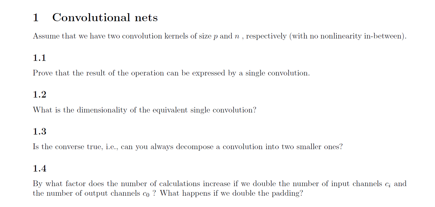 Solved 1 Convolutional nets Assume that we have two | Chegg.com