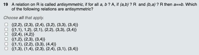 Solved 19 A Relation On R Is Called Antisymmetric, If For | Chegg.com