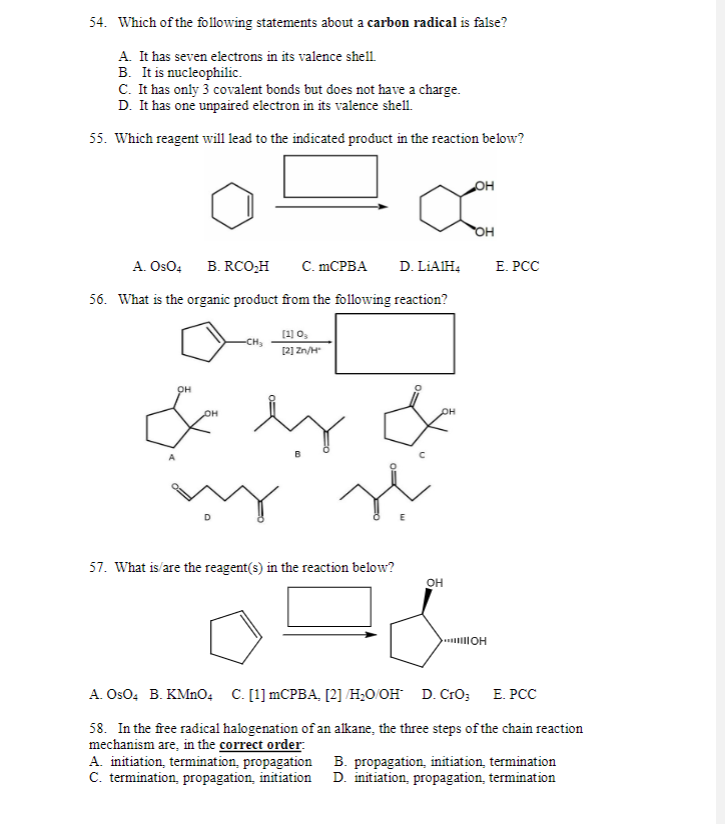 Solved 54. Which of the following statements about a carbon | Chegg.com