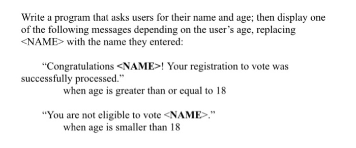 Solved Write a program that asks users for their name and | Chegg.com