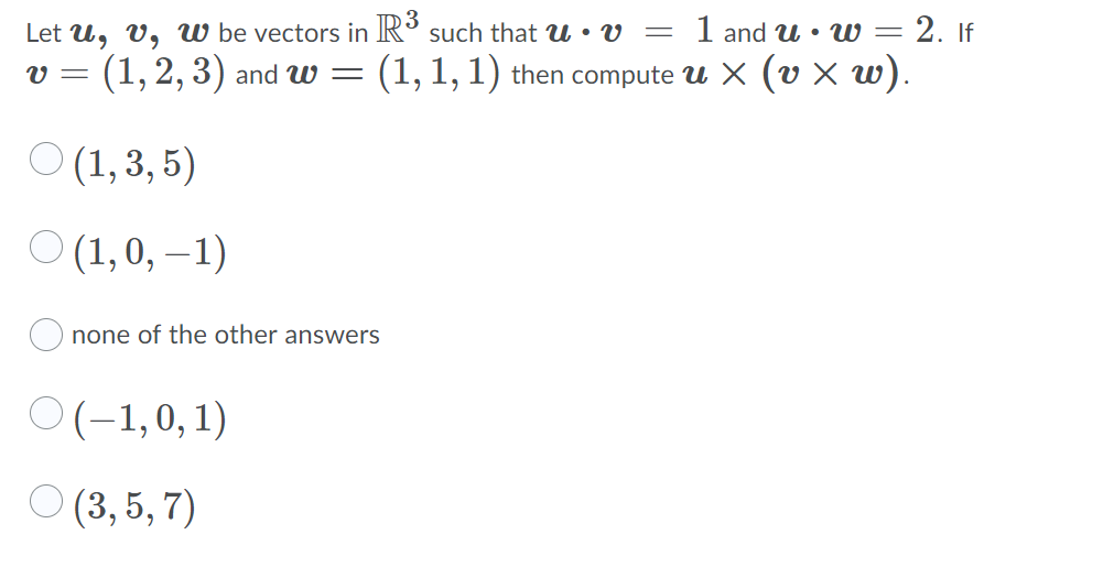 Solved Let U V W Be Vectors In R3 Such That U V 1 And Chegg Com