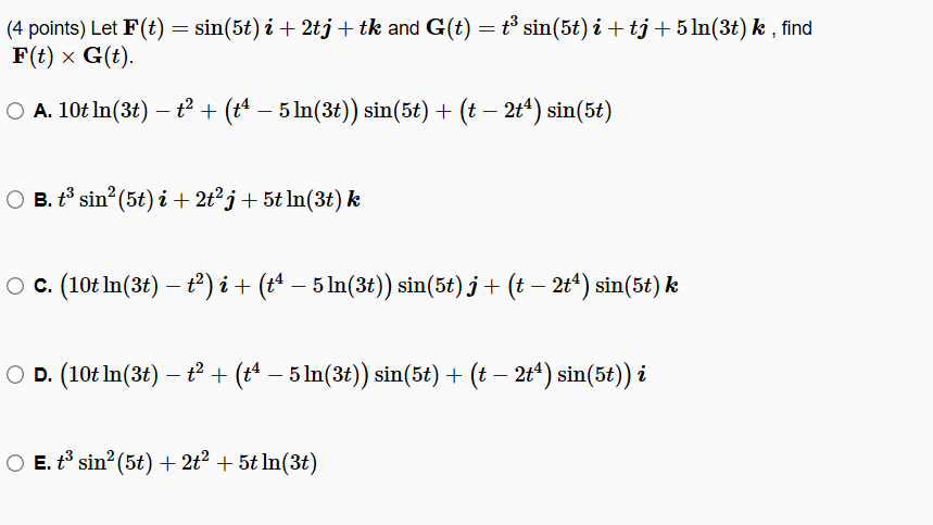 Solved 4 Points Let F T Sin 5t I 2t J Tk And G Chegg Com