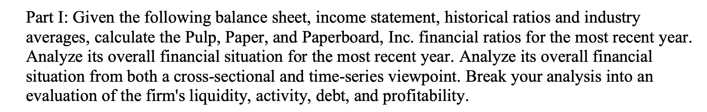 Solved Part I: Given The Following Balance Sheet, Income | Chegg.com