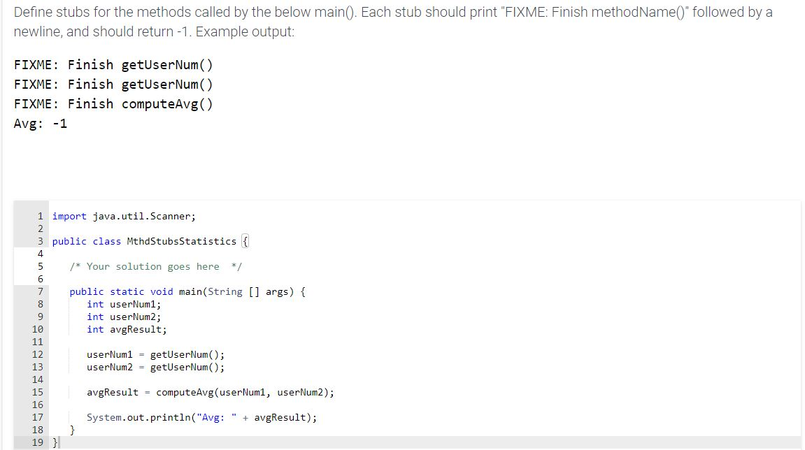 Define Stubs For The Methods Called The Below Chegg 