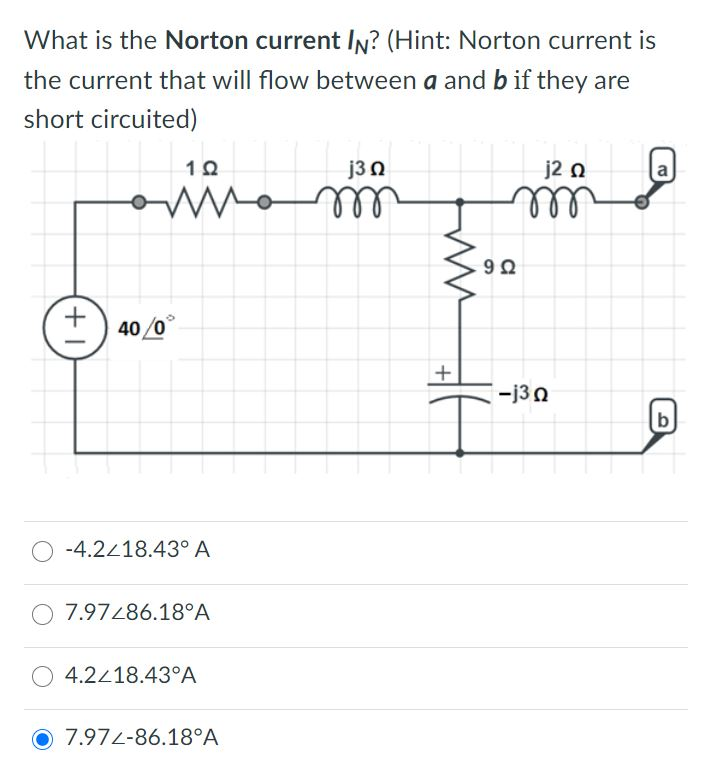 Solved What is the Norton current IN? (Hint Norton