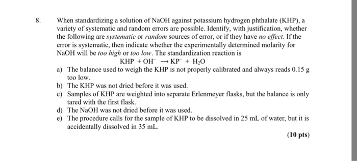 Solved What Is The Molecular Formula Of KHP? What Is The, 44% OFF