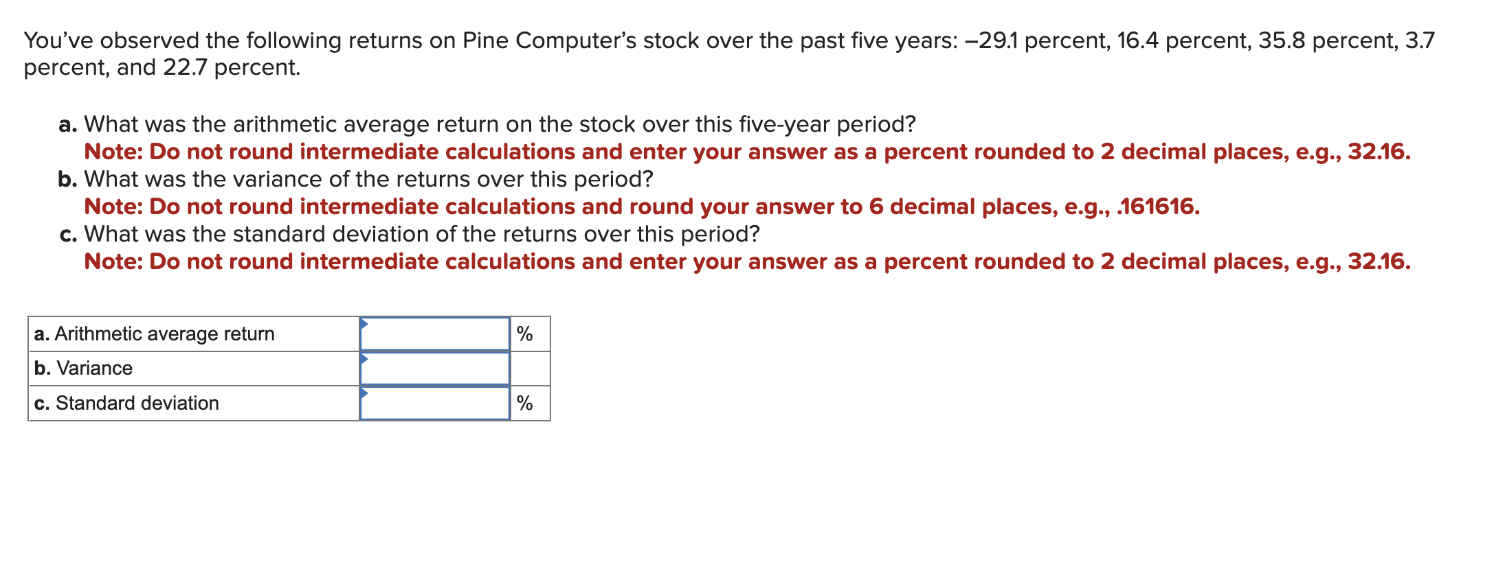 solved-you-ve-observed-the-following-returns-on-pine-chegg