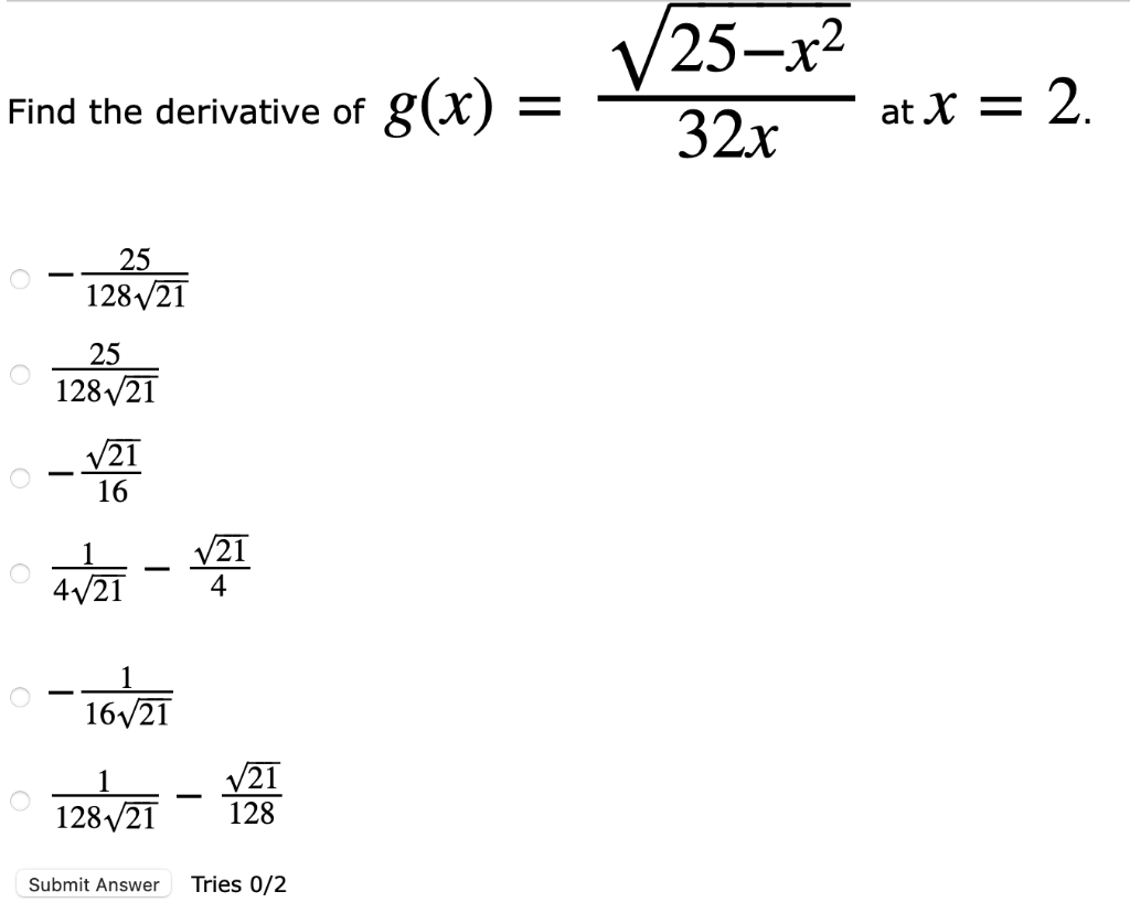 derivative of x 25 x