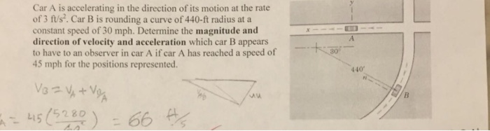 Solved Car A is accelerating in the direction of its motion | Chegg.com