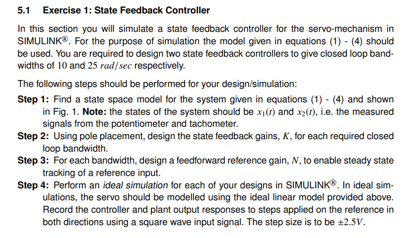 Objectives 1. Design and implement a state feedback | Chegg.com