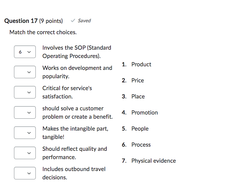 Solved Match the correct choices. Involves the SOP (Standard | Chegg.com