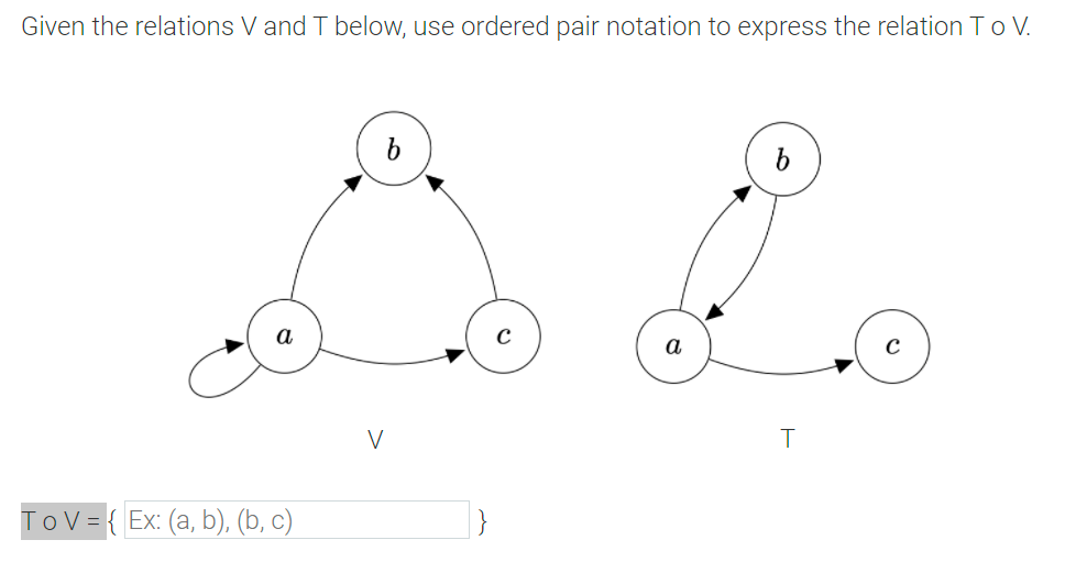 Solved Given the relations Vand I below, use ordered pair | Chegg.com