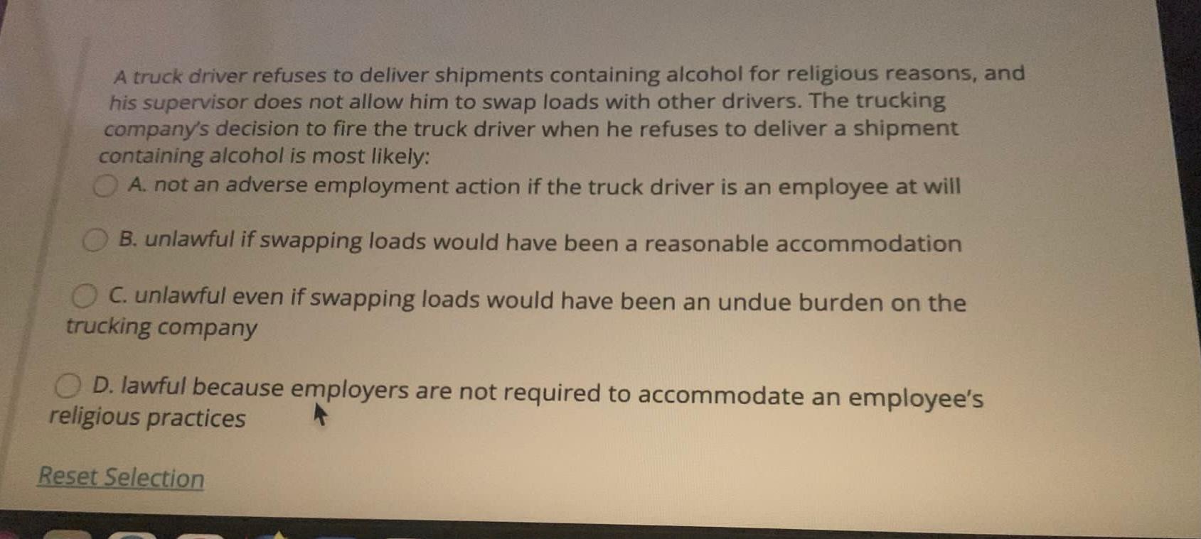 Solved A truck driver refuses to deliver shipments | Chegg.com