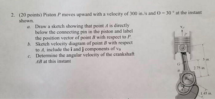 Solved (20 points) Piston P moves upward with a velocity of | Chegg.com