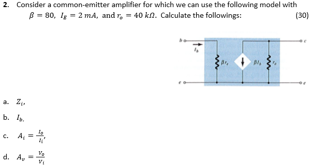 Solved 2. Consider A Common-emitter Amplifier For Which We | Chegg.com